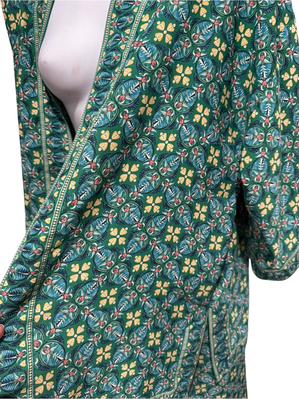 Max Studio Kimono Green Floral Wide-Leg Pants Set - Picture 8 of 11